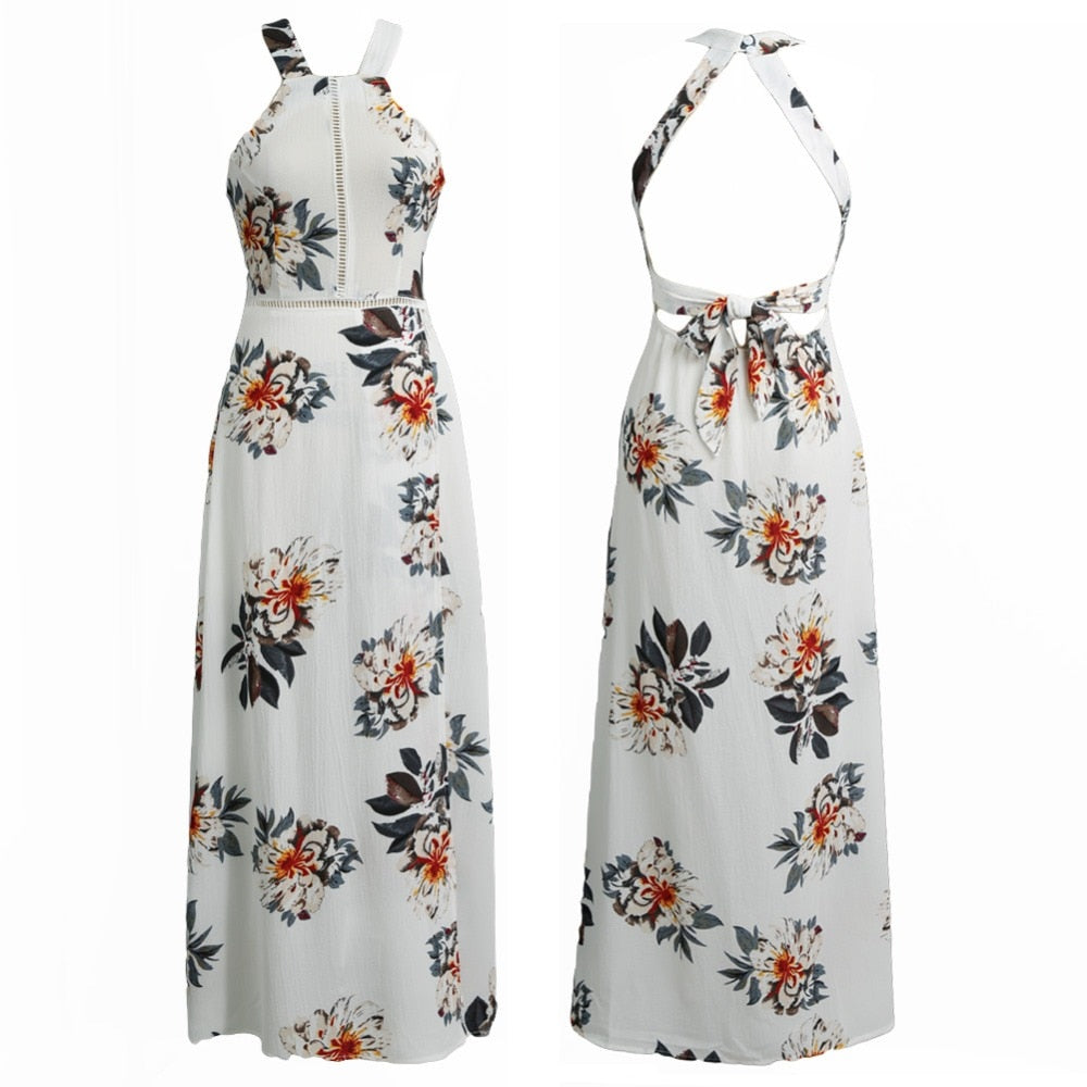 Bohemian Floral Print Summer Maxi Dress Off Shoulder Women Beach Long Backless Sexy Split Party Dresses The Clothing Company Sydney