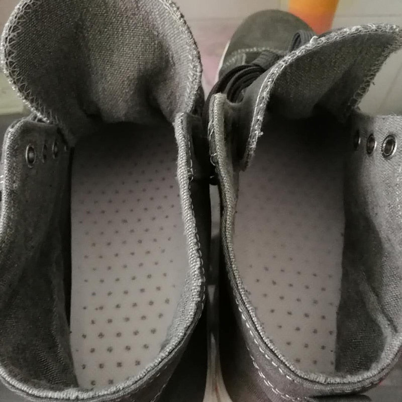 Casual Blue Canvas Vulcanized Shoes Male High Top Sneakers The Clothing Company Sydney