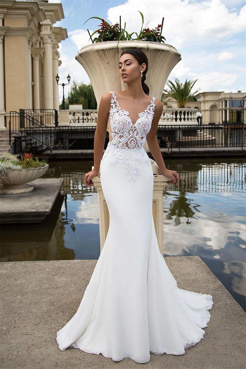 Beach White Lace Wedding Dresses Bridal Dress Illusion Back Simple Wedding Dress Plus Size Bridal Gown The Clothing Company Sydney