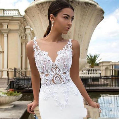 Beach White Lace Wedding Dresses Bridal Dress Illusion Back Simple Wedding Dress Plus Size Bridal Gown The Clothing Company Sydney