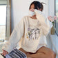 Cat Print Cute White Oversized Autumn Cute Long Sleeve Sweat Shirt Casual Loose Pullover Streetwear Sweatshirt The Clothing Company Sydney