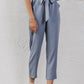 Chiffon khaki harem ladies summer casual Streetwear sash black elastic high waist pants The Clothing Company Sydney
