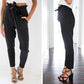 Chiffon khaki harem ladies summer casual Streetwear sash black elastic high waist pants The Clothing Company Sydney