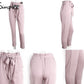 Chiffon khaki harem ladies summer casual Streetwear sash black elastic high waist pants The Clothing Company Sydney