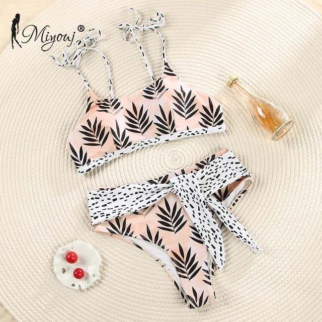 Deep V Neck Bikini Floral Print Swimsuit Bow Swimwear Lace Up Bikini Set The Clothing Company Sydney
