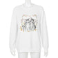 Cat Print Cute White Oversized Autumn Cute Long Sleeve Sweat Shirt Casual Loose Pullover Streetwear Sweatshirt The Clothing Company Sydney