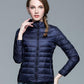 Ladies Stand Collar Duck Down Ultra Light Slim Long Sleeve Parka Puffer Jacket The Clothing Company Sydney