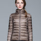 Ladies Stand Collar Duck Down Ultra Light Slim Long Sleeve Parka Puffer Jacket The Clothing Company Sydney