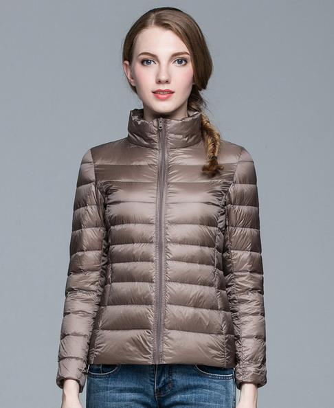 Ladies Stand Collar Duck Down Ultra Light Slim Long Sleeve Parka Puffer Jacket The Clothing Company Sydney