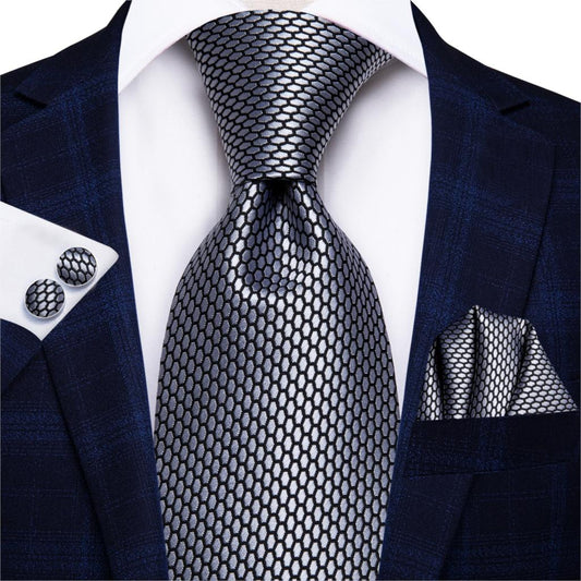 3 Piece 8.5cm Business Black Solid Paisley 100% Silk Men's Tie Neck Strip Tie Formal Luxury Wedding Neckties Set The Clothing Company Sydney
