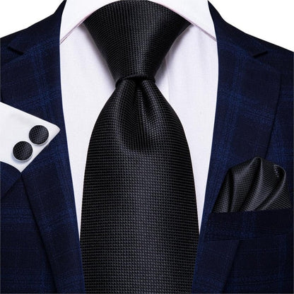 3 Piece 8.5cm Business Black Solid Paisley 100% Silk Men's Tie Neck Strip Tie Formal Luxury Wedding Neckties Set The Clothing Company Sydney
