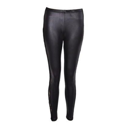 1pc black Sexy Splicing Lace Faux Leather Slim Fit Leggings Skinny Stretch Pants The Clothing Company Sydney