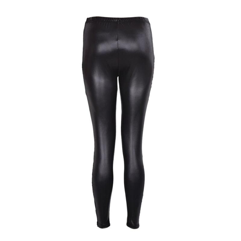 1pc black Sexy Splicing Lace Faux Leather Slim Fit Leggings Skinny Stretch Pants The Clothing Company Sydney