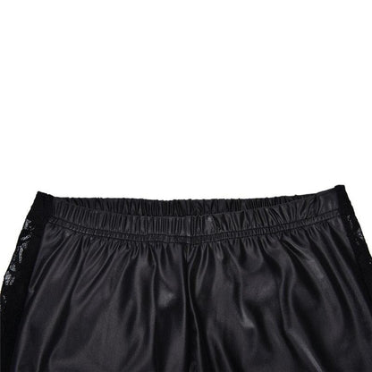 1pc black Sexy Splicing Lace Faux Leather Slim Fit Leggings Skinny Stretch Pants The Clothing Company Sydney