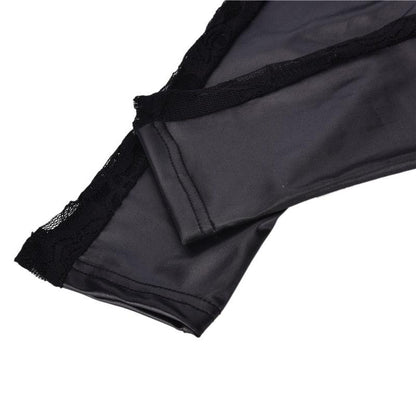 1pc black Sexy Splicing Lace Faux Leather Slim Fit Leggings Skinny Stretch Pants The Clothing Company Sydney