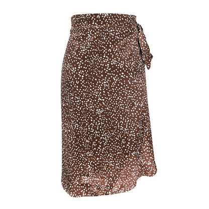 Bandage Wrap Split Summer High waist Party Casual Bandage Tie up Dot Print Asymmetric Skirt The Clothing Company Sydney