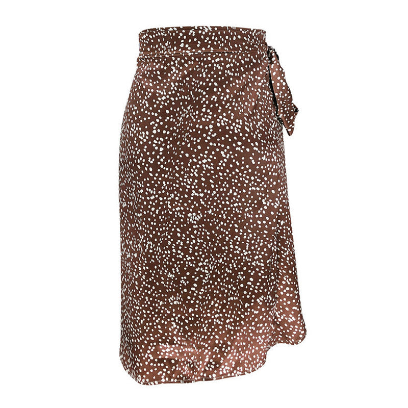 Bandage Wrap Split Summer High waist Party Casual Bandage Tie up Dot Print Asymmetric Skirt The Clothing Company Sydney