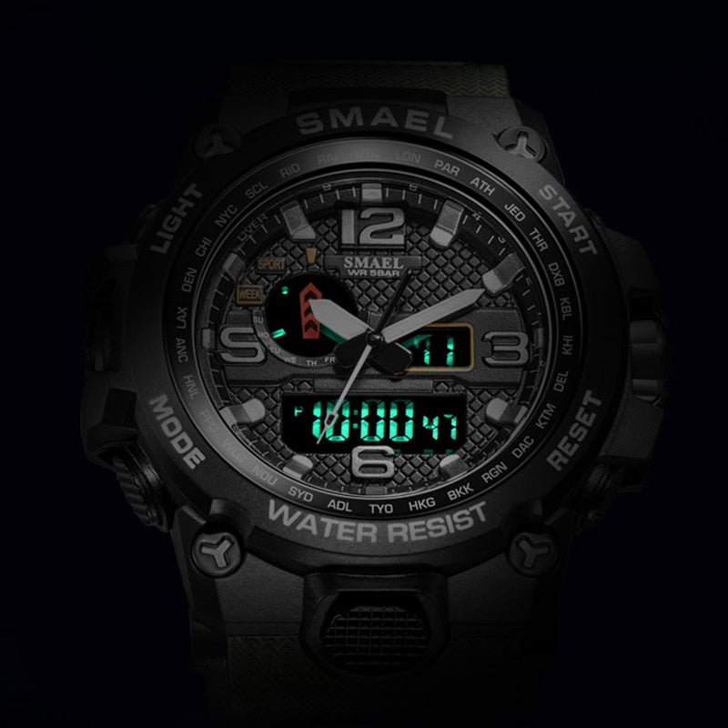 50M Water Resitant Clock Alarm 1545D Dual Display Wristwatch Quartz Military Watch Sport New Mens Watch The Clothing Company Sydney