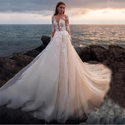 Long Sleeve Backless Lace Ball Wedding Gowns Boho Bridal Country Wedding Dress The Clothing Company Sydney