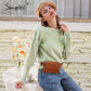 Elegant fur pompon sweater Autumn winter lantern sleeve knitted sweater Streetwear ladies green pullover Jumper The Clothing Company Sydney