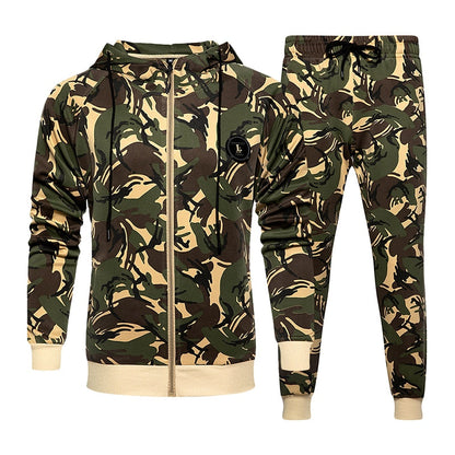 2 Piece Camouflage Sweatshirts Jacket + Pants Sets Camo Men Tracksuit Hooded Outerwear Hoodie Set The Clothing Company Sydney