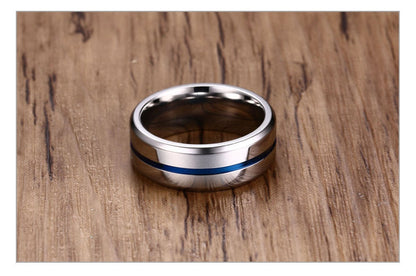 8mm Black Ring for Men Women Groove Stainless Steel Wedding Bands Trendy Fraternal Rings Casual Jewellery The Clothing Company Sydney