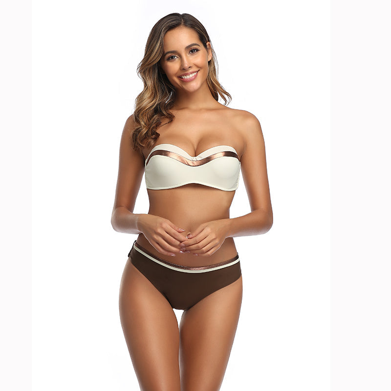 2 Piece Bandeau Push-Up Padded Bra Swimsuit Swimwear Bathing Suit Bikini Set The Clothing Company Sydney