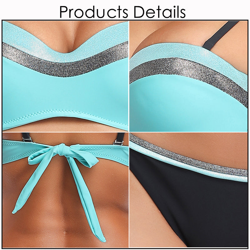 2 Piece Bandeau Push-Up Padded Bra Swimsuit Swimwear Bathing Suit Bikini Set The Clothing Company Sydney