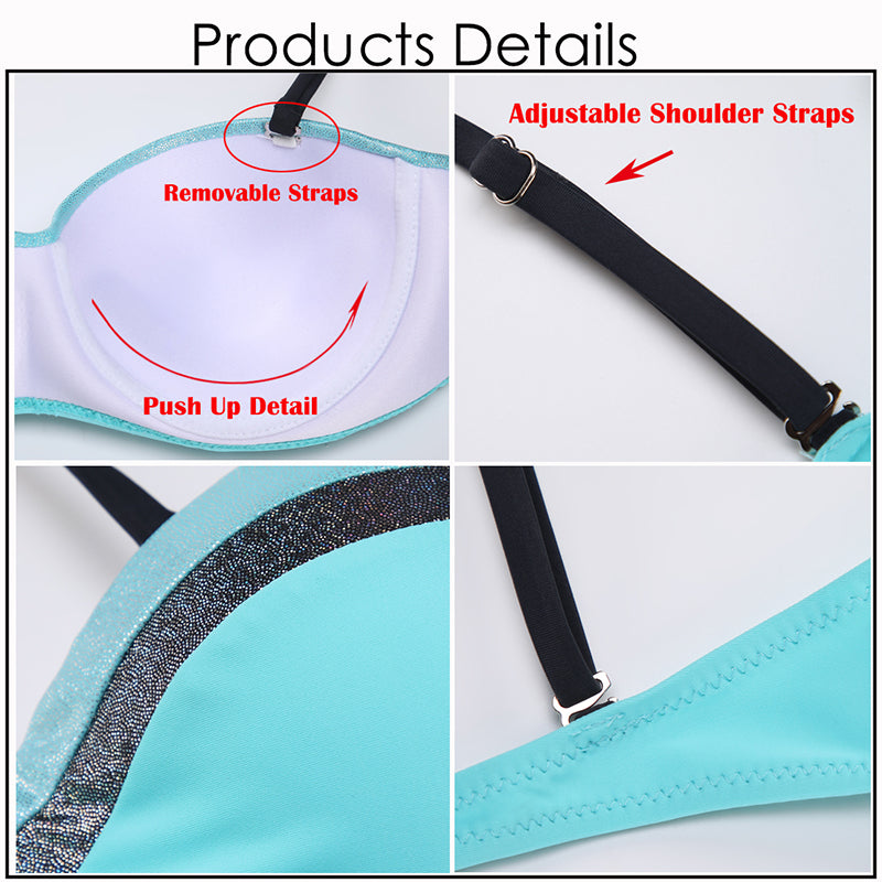 2 Piece Bandeau Push-Up Padded Bra Swimsuit Swimwear Bathing Suit Bikini Set The Clothing Company Sydney