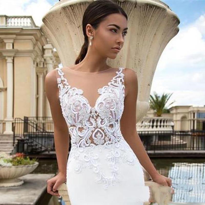 Beach White Lace Wedding Dresses Bridal Dress Illusion Back Simple Wedding Dress Plus Size Bridal Gown The Clothing Company Sydney