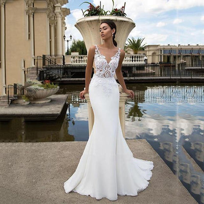 Beach White Lace Wedding Dresses Bridal Dress Illusion Back Simple Wedding Dress Plus Size Bridal Gown The Clothing Company Sydney