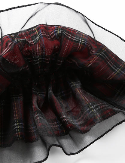 2 Piece Schoolgirl Cosplay Costume Plaid Tie-on Bra Top with Mini Ruffled Skirt and G-string Briefs Clubwear The Clothing Company Sydney