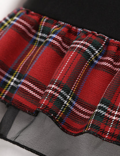 2 Piece Schoolgirl Cosplay Costume Plaid Tie-on Bra Top with Mini Ruffled Skirt and G-string Briefs Clubwear The Clothing Company Sydney