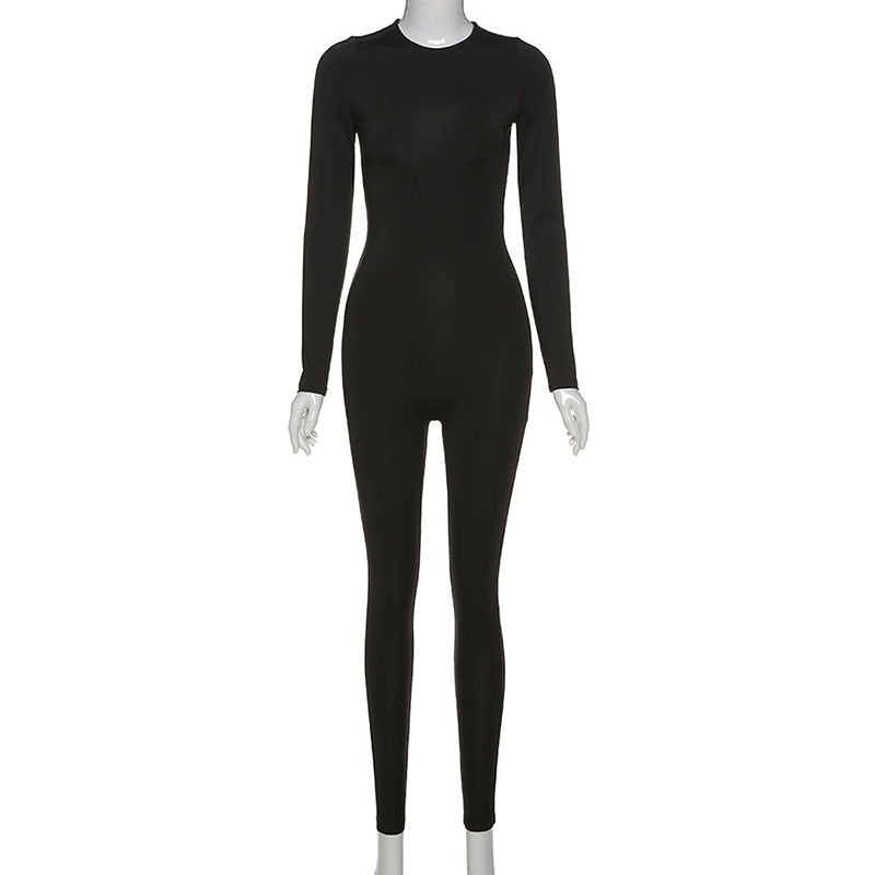 Autumn Winter Jumpsuit Streetwear Long Sleeve Bodycon Solid Sport Fitness Overalls The Clothing Company Sydney