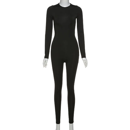 Autumn Winter Jumpsuit Streetwear Long Sleeve Bodycon Solid Sport Fitness Overalls The Clothing Company Sydney