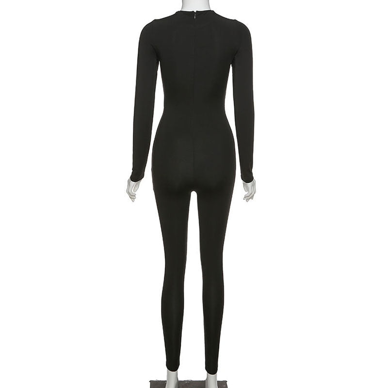 Autumn Winter Jumpsuit Streetwear Long Sleeve Bodycon Solid Sport Fitness Overalls The Clothing Company Sydney