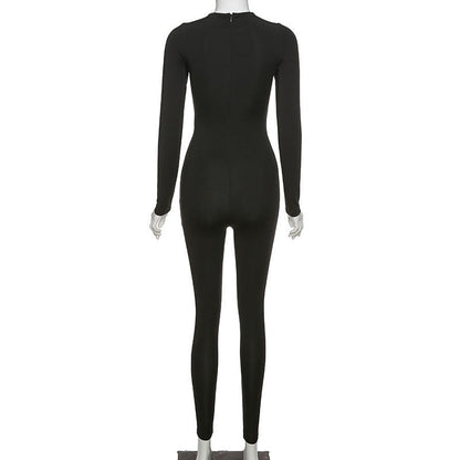 Autumn Winter Jumpsuit Streetwear Long Sleeve Bodycon Solid Sport Fitness Overalls The Clothing Company Sydney