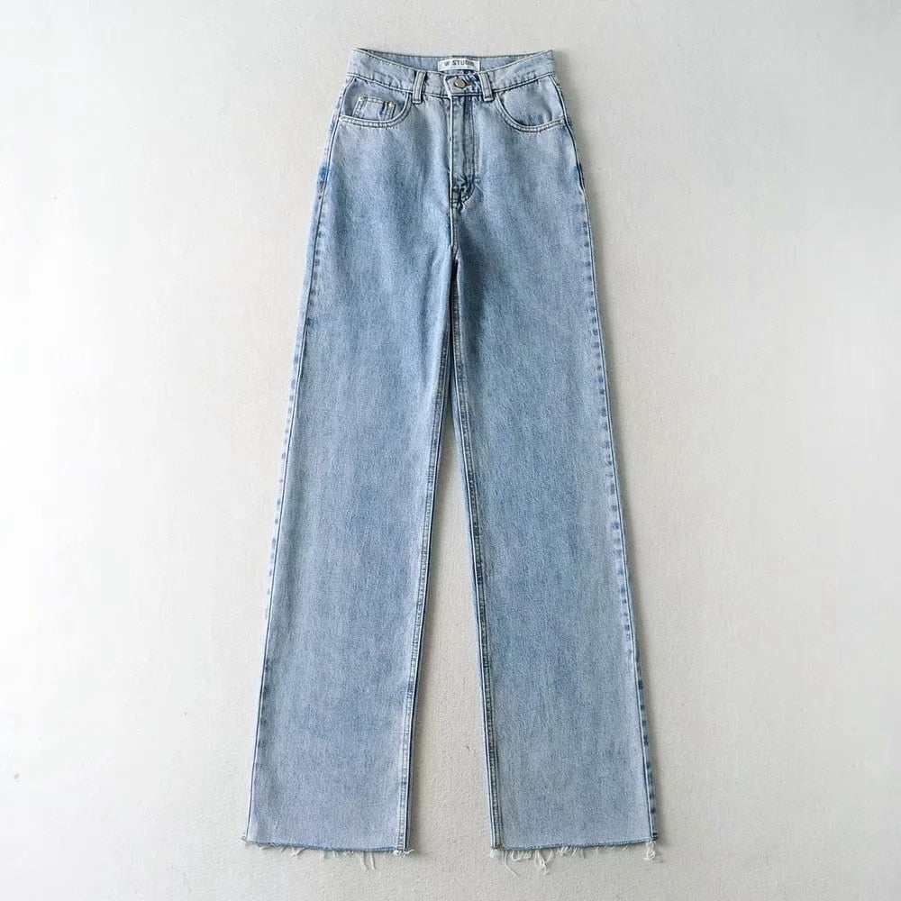 Casual Fashion Straight Leg Women's Jeans Denim Bottom Long High Waist Baggy Fall Pants The Clothing Company Sydney