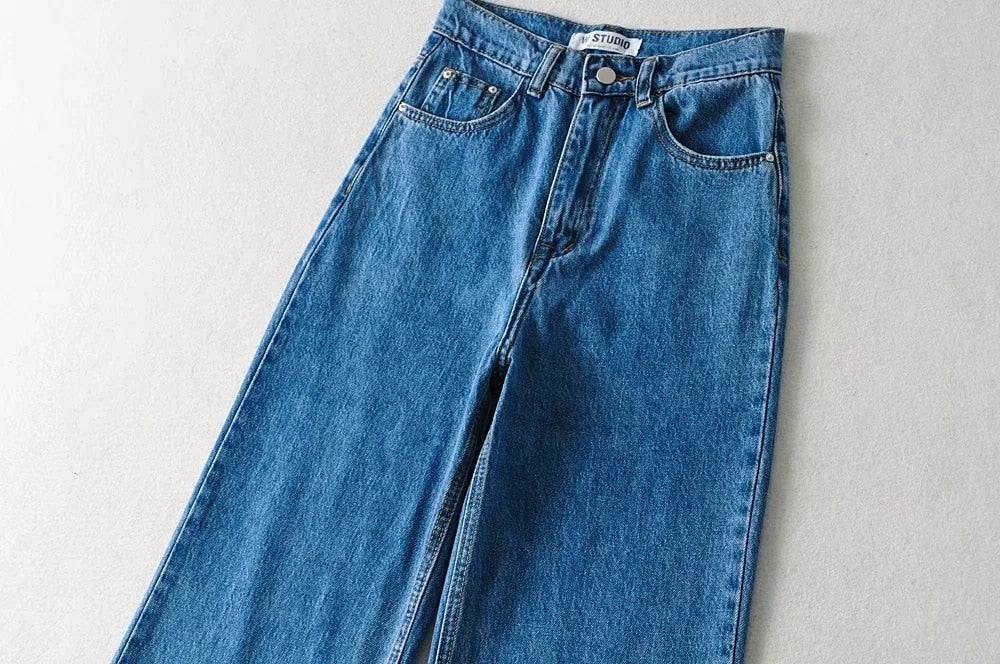 Casual Fashion Straight Leg Women's Jeans Denim Bottom Long High Waist Baggy Fall Pants The Clothing Company Sydney