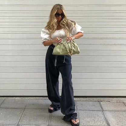 Casual Fashion Straight Leg Women's Jeans Denim Bottom Long High Waist Baggy Fall Pants The Clothing Company Sydney
