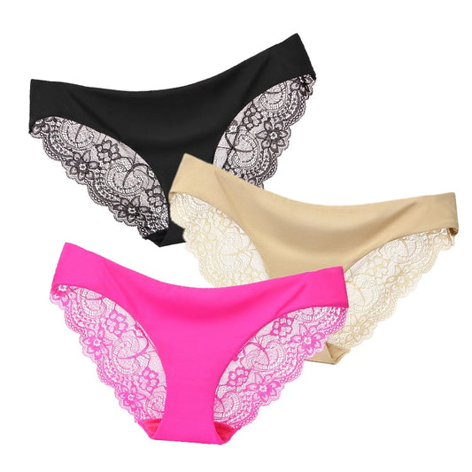 3 Pack Seamless low-Rise women's sexy lace lady panties seamless cotton breathable  Hollow briefs Plus Size underwear The Clothing Company Sydney