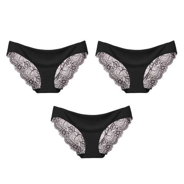 3 Pack Seamless low-Rise women's sexy lace lady panties seamless cotton breathable  Hollow briefs Plus Size underwear The Clothing Company Sydney