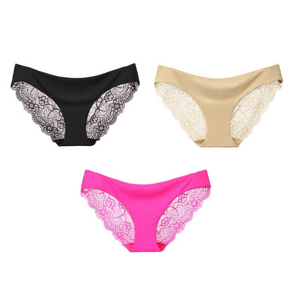 3 Pack Seamless low-Rise women's sexy lace lady panties seamless cotton breathable  Hollow briefs Plus Size underwear The Clothing Company Sydney