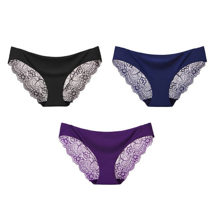 3 Pack Seamless low-Rise women's sexy lace lady panties seamless cotton breathable  Hollow briefs Plus Size underwear The Clothing Company Sydney