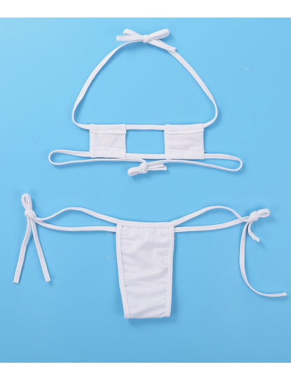 Summer Striped Heart Embroidered Cosplay Mini Bikini Lingerie Set Self Tie Square Bra Top with Briefs The Clothing Company Sydney