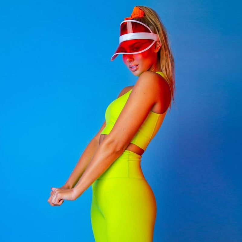 Sleeveless cami Yoga Gym elastic leggings two 2 piece neon crop top summer fashion stretchy casual set The Clothing Company Sydney