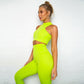 Sleeveless cami Yoga Gym elastic leggings two 2 piece neon crop top summer fashion stretchy casual set The Clothing Company Sydney