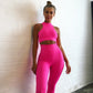 Sleeveless cami Yoga Gym elastic leggings two 2 piece neon crop top summer fashion stretchy casual set The Clothing Company Sydney