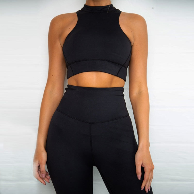 Sleeveless cami Yoga Gym elastic leggings two 2 piece neon crop top summer fashion stretchy casual set The Clothing Company Sydney