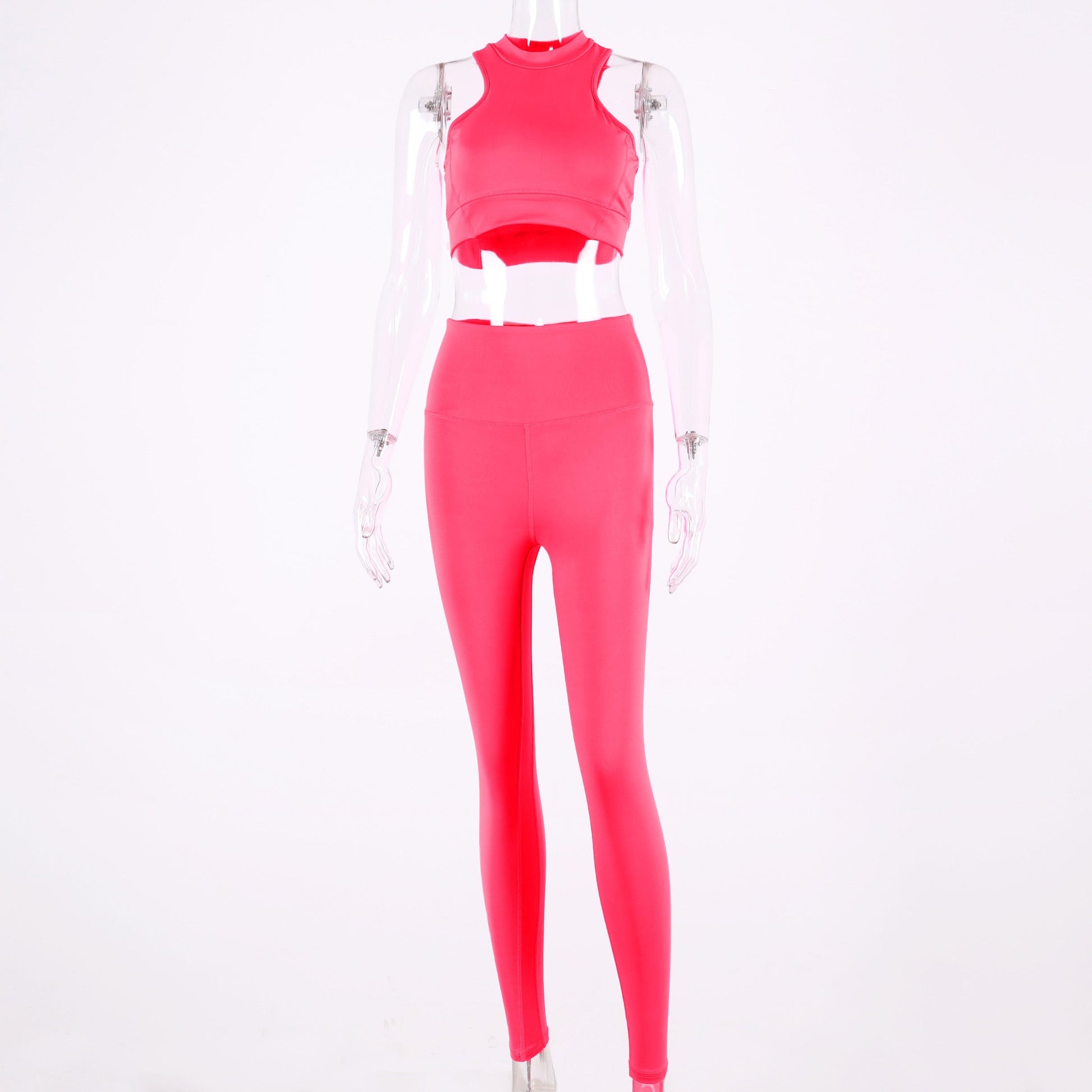 Sleeveless cami Yoga Gym elastic leggings two 2 piece neon crop top summer fashion stretchy casual set The Clothing Company Sydney